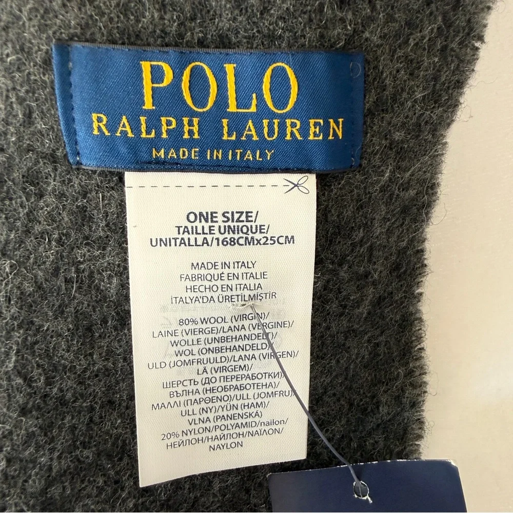 New Polo Ralph Lauren Virgin Wool Blend Scarf Italy Heritage Preppy Academia